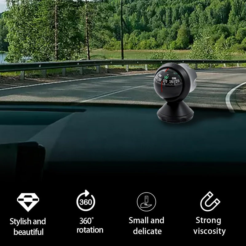Car Compass Ball, Dash Mount Adjustable Compass Ball with Bottom Stick, Navigation Hiking Direction Pointing Guide Ball for Marine Boat Truck Caravan Outdoor, Universal Car Accessories