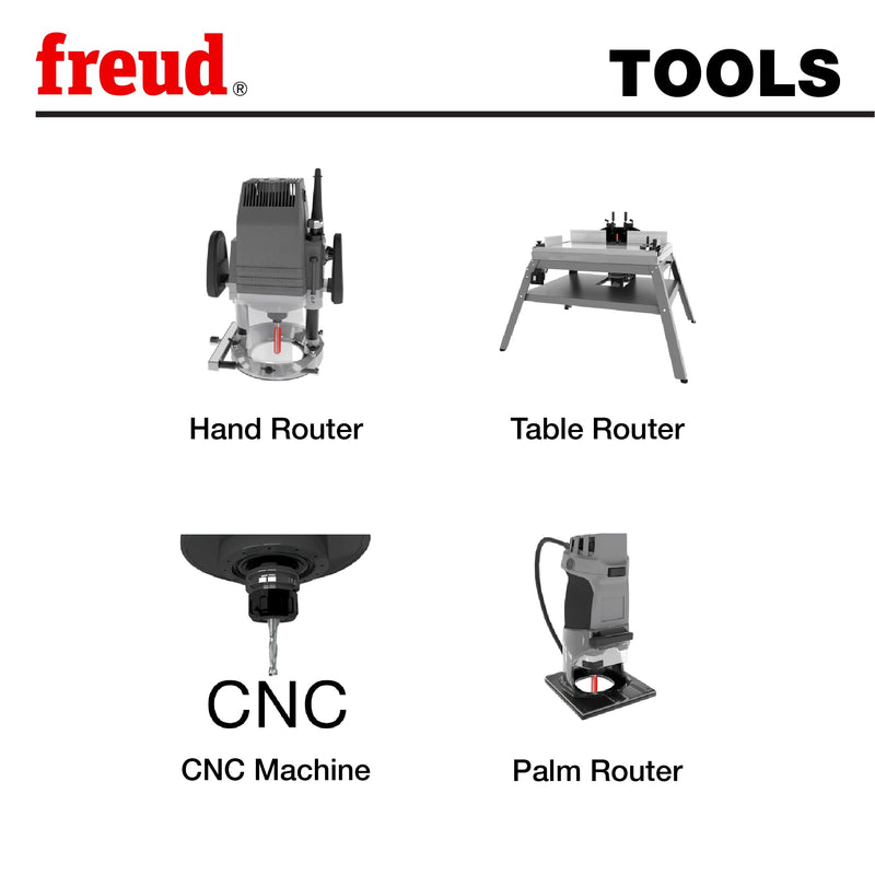Freud 73-206: 1/4" (dia.) O-flute Up Spiral Bit with 1/4" shank, 3/4" carbide height