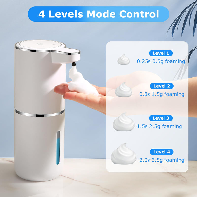 2 Pack Automatic Soap Dispensers,12.8oz/380ml USB Touchless Automatic Foaming Soap Dispenser,Rechargeabled Wall Mounted Smart Soap Dispenser for Bathroom Kitchen Dish Soap White Foam x2