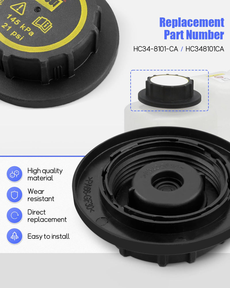 HC34-8101-CA Coolant Reservoir Cap Fit for Ford F250 F350 F450 F550 2015-2019 Series Models, 145KPa，21PSI
