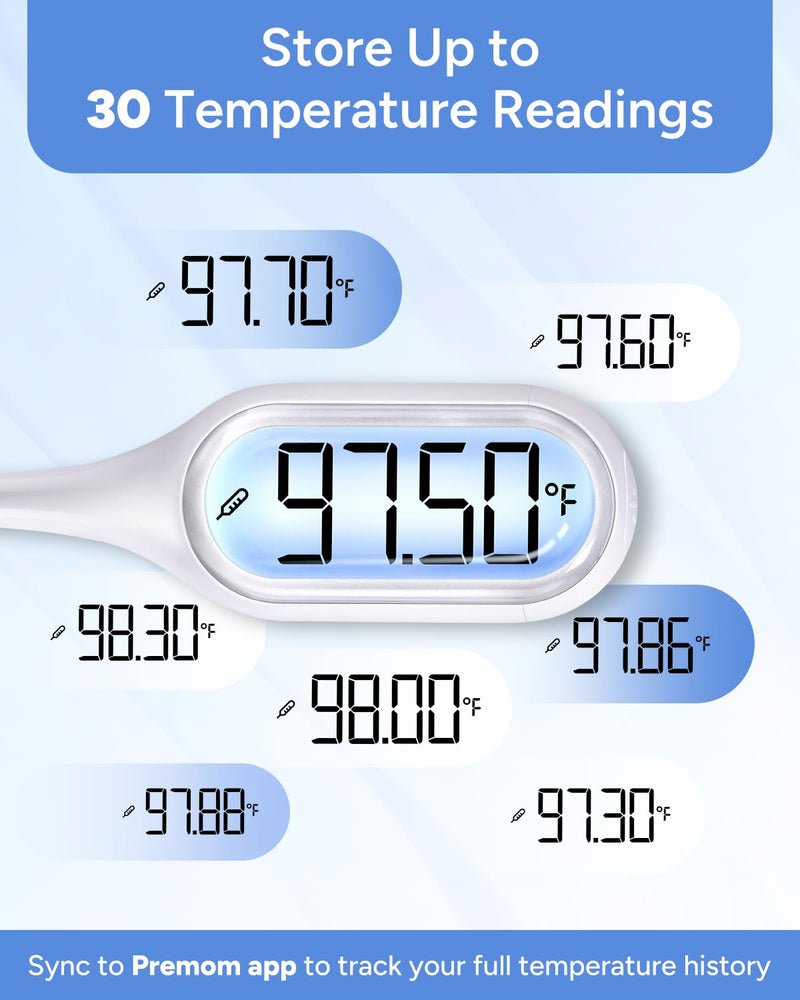 Easy@Home Basal Thermometer for Ovulation Tracking: 1/100th Degree Precision, Dual Mode - Accurate BBT & Fast Read for Fever | 30 Memory Recall, Premom App OCR Scan | EBT-013