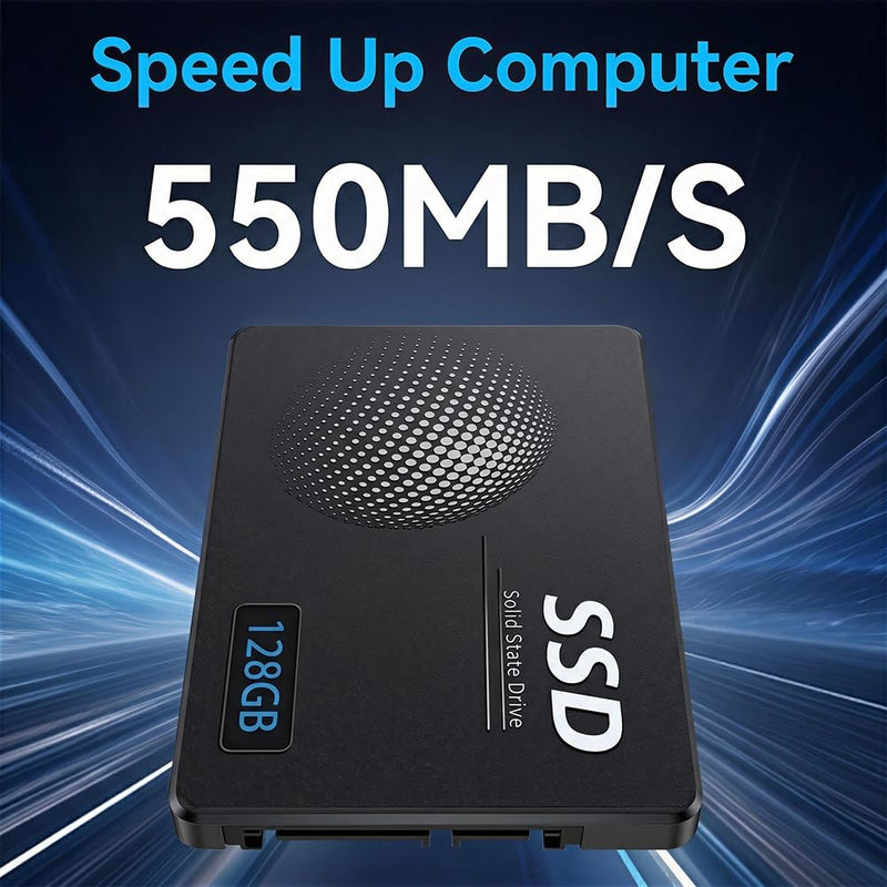 128GB SATA III SSD 2.5" – Internal Solid State Drive for Desktop & Laptop, Boost System Performance with 550MB/s Read, Silent & Shockproof Design(Style-H)