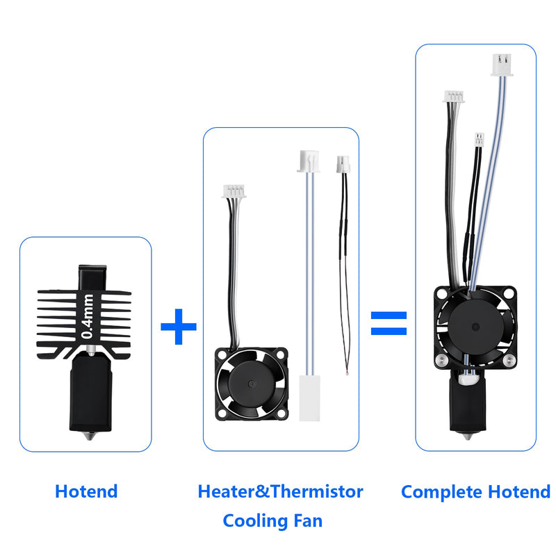 0.4mm X1 X1C Hotend Complete Kit, Full Assembly Hot End Print Head with Ceramic Heater, Thermistor, Cooling Fan, 0.4mm Hardened Steel Nozzle, Hotend Replacement for Bambu Lab X1/X1C 3D Printer X1 Series