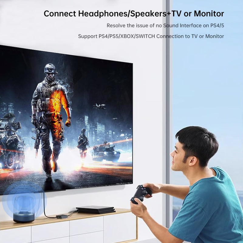 8K HDMI 2.1 Audio Extractor 4K@120Hz/8K@60Hz, HDMI to Optical and 3.5mm Audio Adapter for PS4/5, Fire Stick, Speakers, Headphones, Blu-ray Player