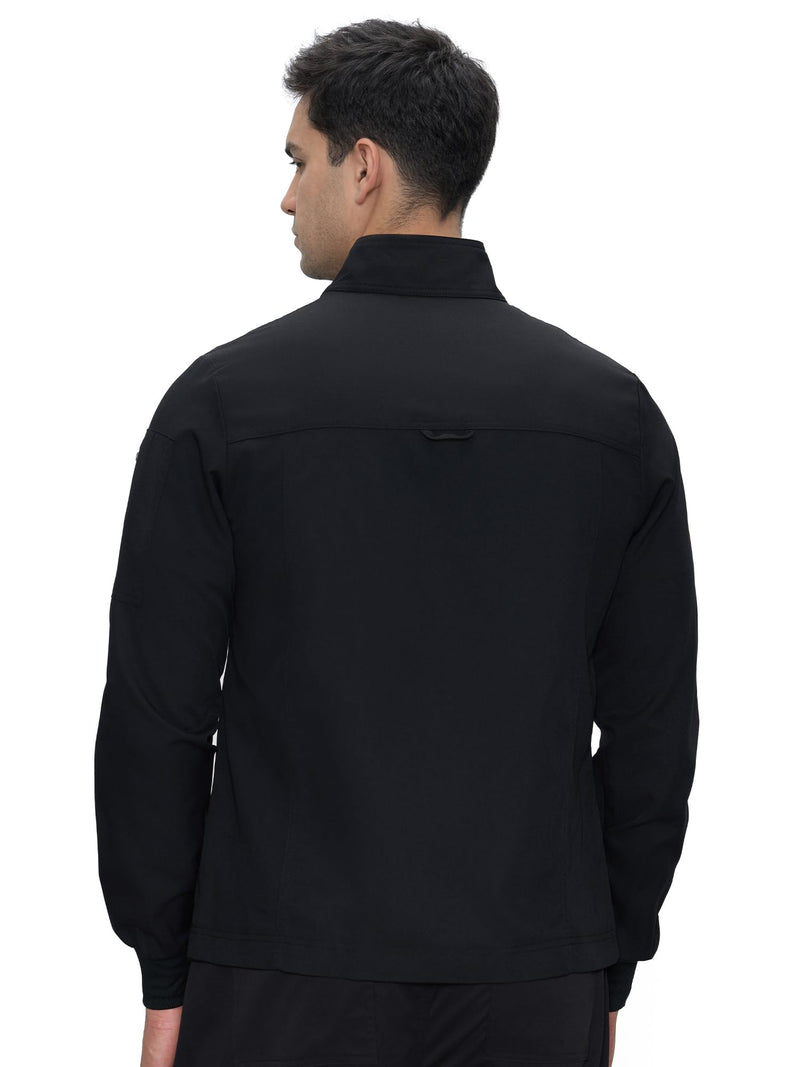 COZYFIT Scrub Jacket Men, Zip Front Men's Medical Scrub Jacket with 5 Pockets, Soft Stretch Fabric Large Black