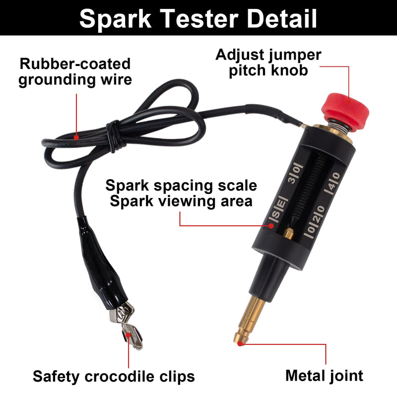 Spark Plug Tester, Adjustable Ignition Coil Tester System, Coil Pack Tester, Spark Testers Tool, Spark Checker, Autos Diagnostic Test Tool for Automotive, Small Engines, Lawnmowers 1 PCS