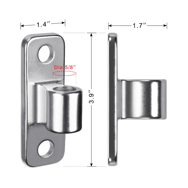 Insaga Heavy Duty 304 Stainless Steel Gate Hinges 2 Pcs, Wall Mount Hardware with 5/8" Pin, One-Piece Cast Hinge for Farm, Fence, Chain Link, Wooden & Metal Gates Silver-SS-Hole-2Pcs