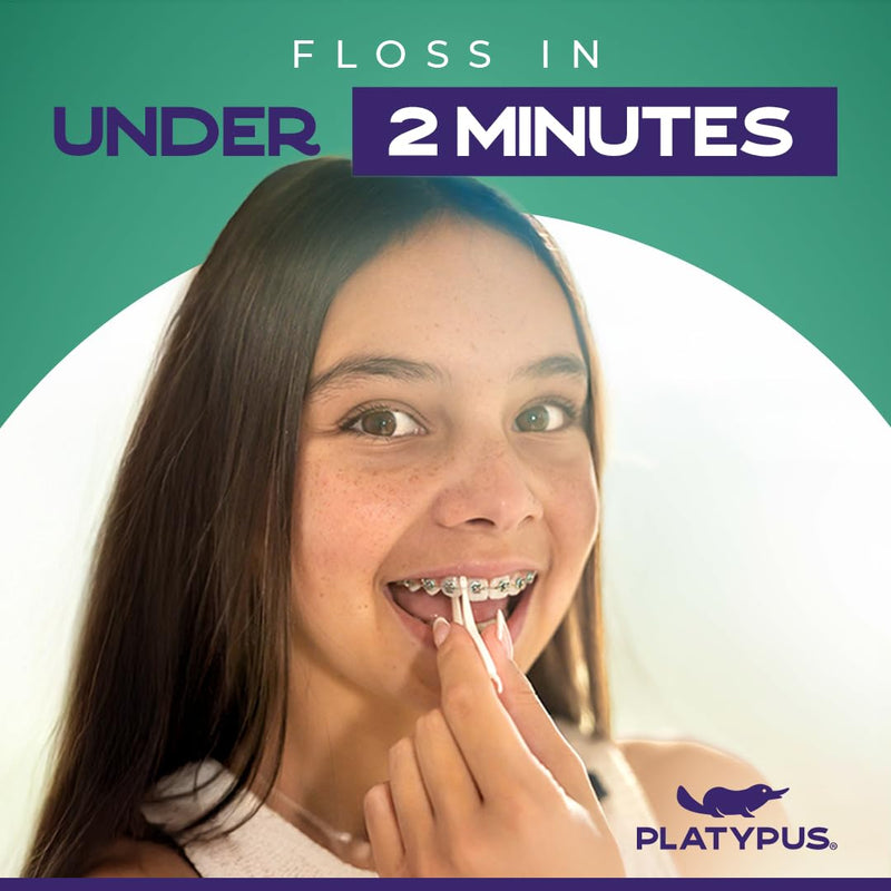 Platypus Orthodontic Flossers for Braces | Ortho Picks for Adults & Kids | Fits Under Arch Wire | Non-Damaging | Encourage Flossing Habits | Floss Teeth in Under Two Minutes (40 Count (Pack of 4)) 40 Count (Pack of 4)