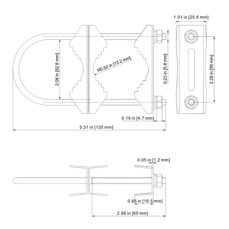 2 PCS Stainless Steel Antenna Mount Clamp U-Bolt Mounting Hardware Antenna Mast Clamp V Jaw Bracket Accessories for TV CB Ham Outside Home Antenna Double Pipe-Mounting