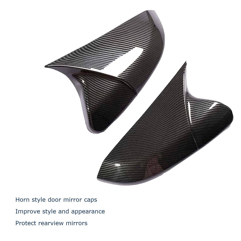 Side Door Mirror Caps Covers Compatible with Honda Civic 2016-2021 10th Generation Sedan Coupe Hatchback (Horn Style, Carbon Fiber Pattern) Horn Style
