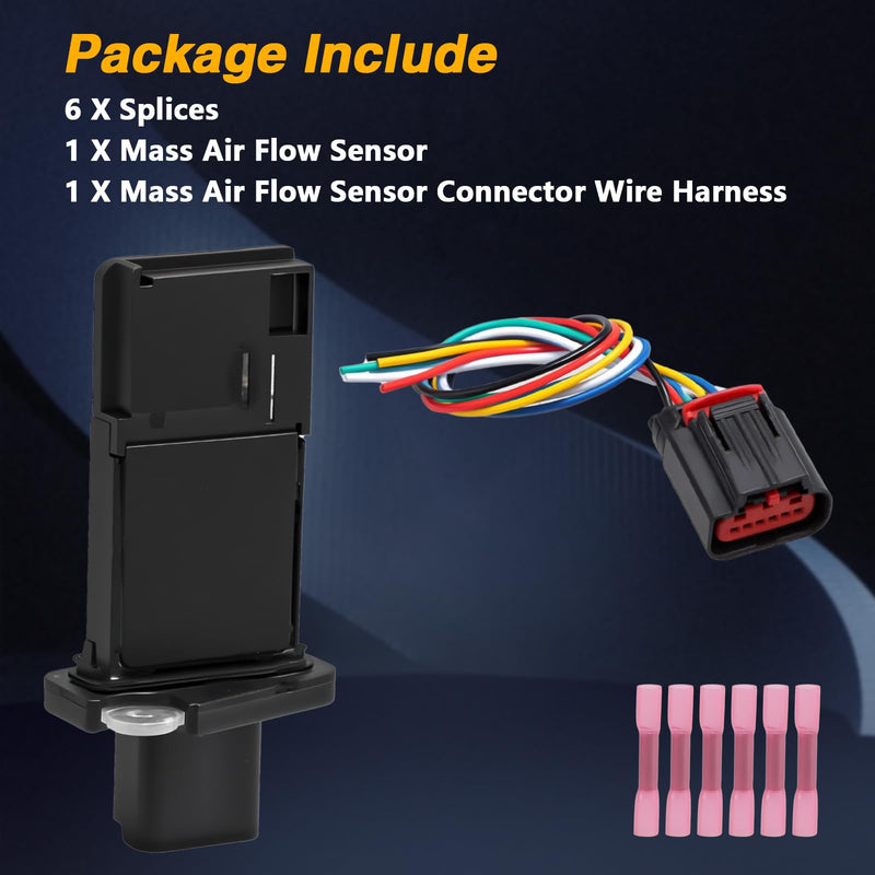 Mass Air Flow Sensor MAF Sensor with Connector Wire Harness Compatible with Ford E-250 E-350 F-150 F-250 Edge Mustang Ranger Lincoln Mercury Milan Mountaineer Replace # 3L3A-12B579-BA
