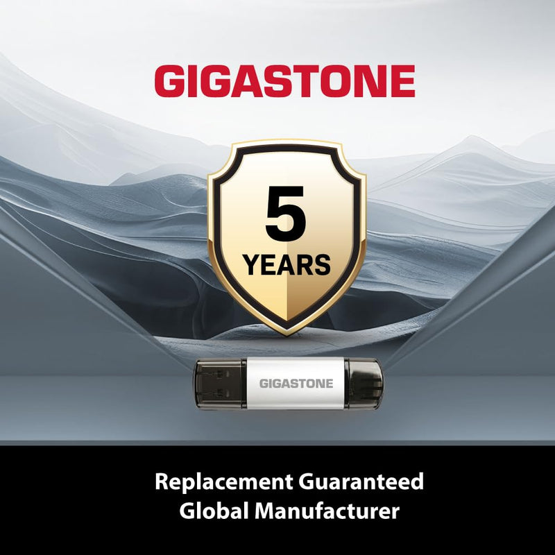 GIGASTONE 128GB Dual Flash Drive V40S USB 2.0, 2-in-1 Type-A & Type-C, High Speed, Head Cap Design, Plug & Play for Smartphone/PC/Mac/TV/Car Audio
