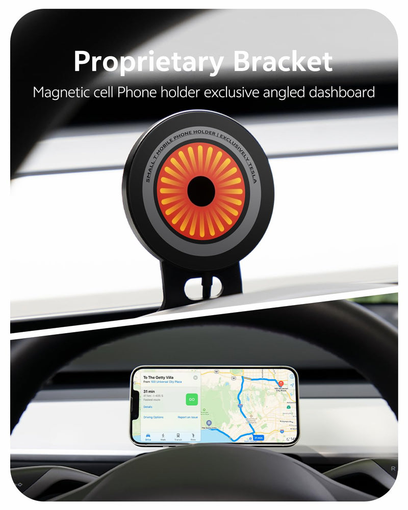 2025 Upgraded Magnetic Wireless Charging Car Phone Holder for Tesla Model 3 / Y, Magnetic Phone Mount, Car Mount for iPhone, Car Accessories,Transparent Appearance Design