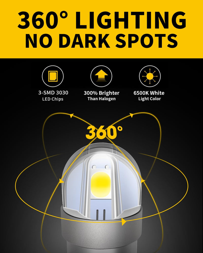 BA9S BA9 1895 1891 53 57 47830 64111 3893 LED Bulb White, Super Bright Canbus Error Free 12 Volt Replacements for Interior Dome Map Lamp License Plate Glove Box Lights (Pack of 10)