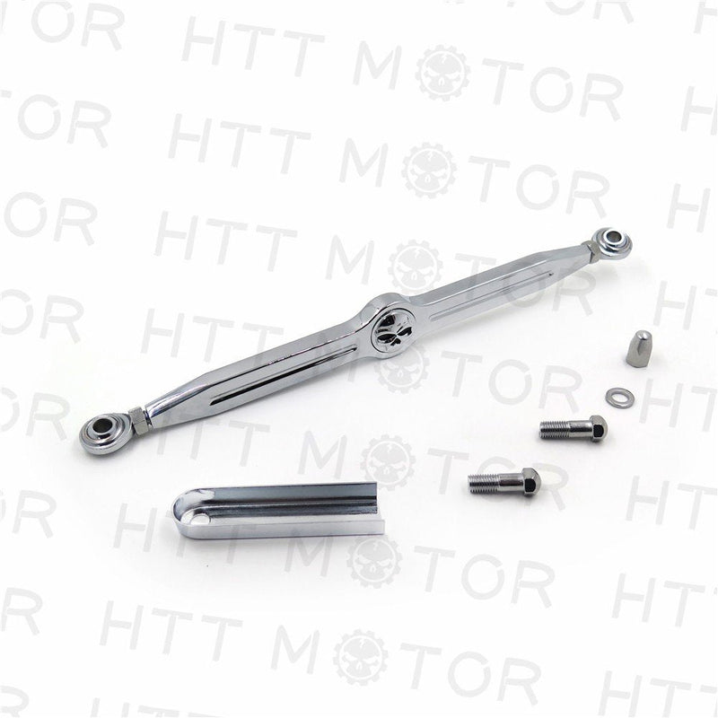 HTTMT MT288-014- Chrome Aluminum Skull Gear Shift Linkage Compatible with Harley CVO Electra Glide Fat Boy Heritage Softail Adjustable From 300mm~330mm