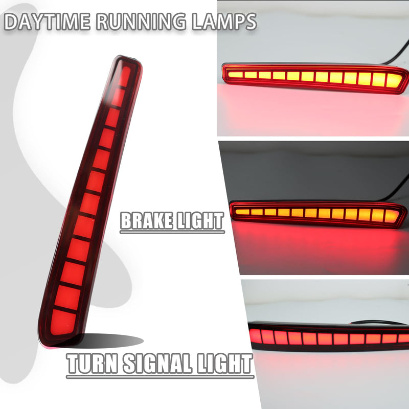 2PC Rear Bumper Reflectors Light,Brake Tail Light Lamps Compatible with Toyota Corolla 2020-2025 LE SE XSE XLE,Amber LED Reflector Turn Signal Lights Kit (RED) RED