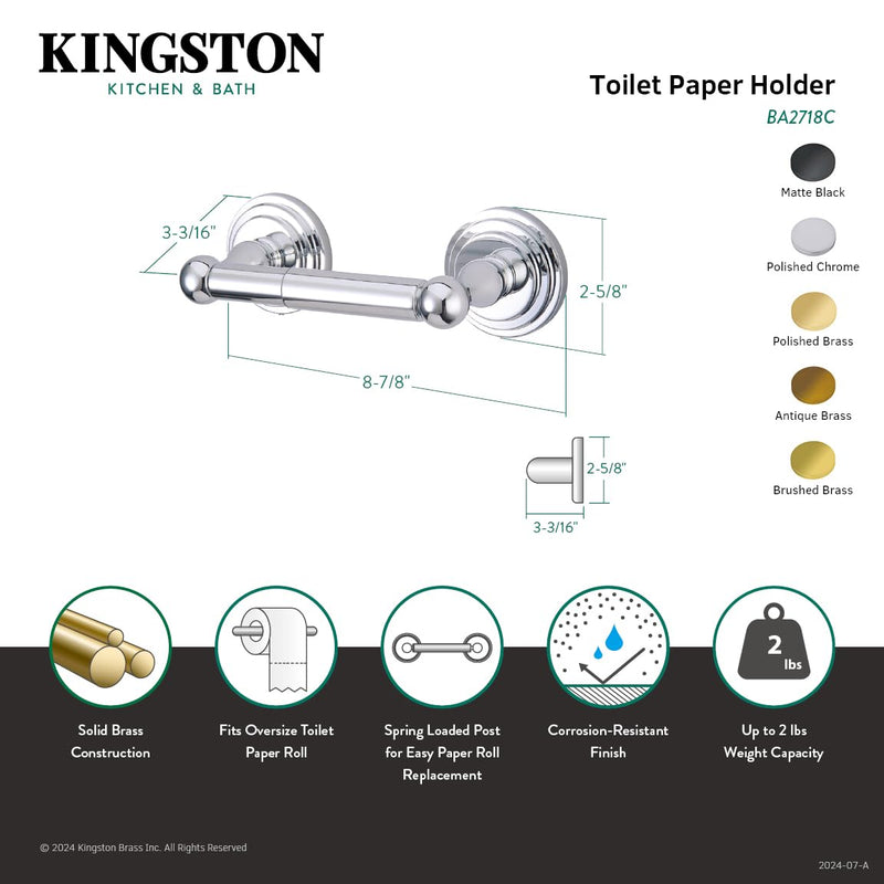 Kingston Brass BA2718PB Milano Toilet Paper Holder, Polished Brass,9-1/4" Length