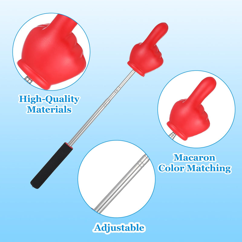 Big Teacher Pointer Finger,Pointer Stick for Classroom with Soft Grip Handle,Teaching and Presentations, Teacher Supplies Interactive Learning,Retractable Pointer Extendable to 32 Inches (RED) red