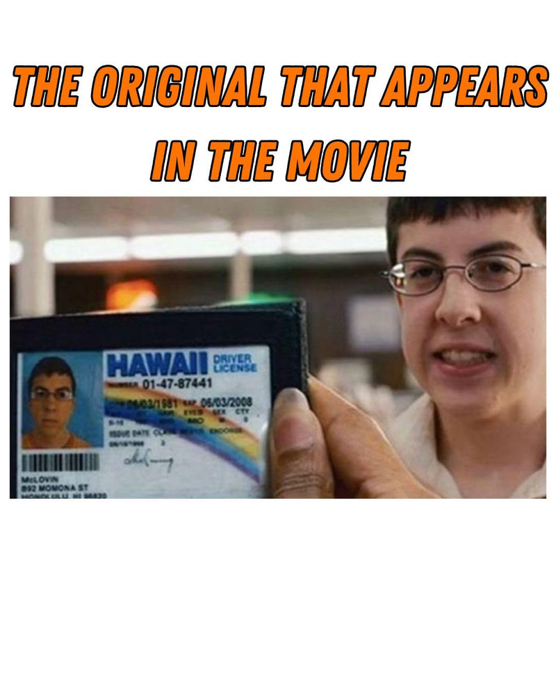 McLovin ID Driver License Superbad/Prank Items/Fake ID License/Double Sided/Great Complement for Costumes/Professional Quality: Funny Car Accesories/Funny Things 1