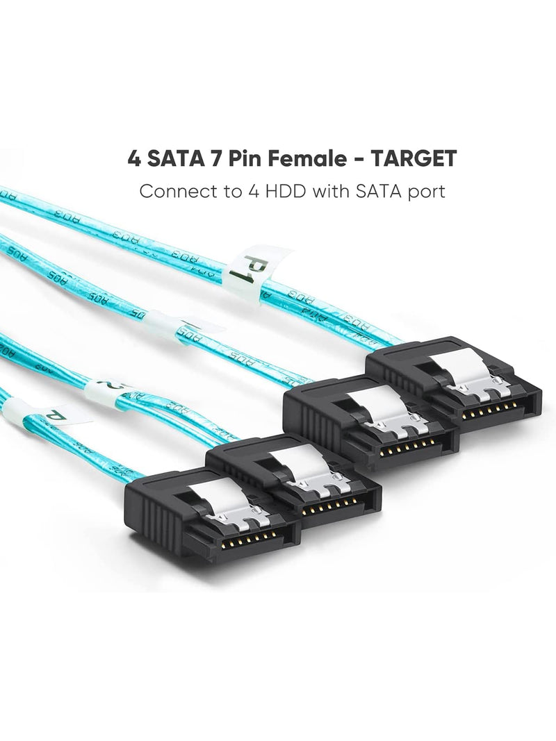 CableCreation Mini SAS 26Pin (SFF-8088) Male to 4 SATA 7Pin Female Cable, Mini SAS Host/Controller to 4 SATA Target/Backplane, 2M / 6.6FT