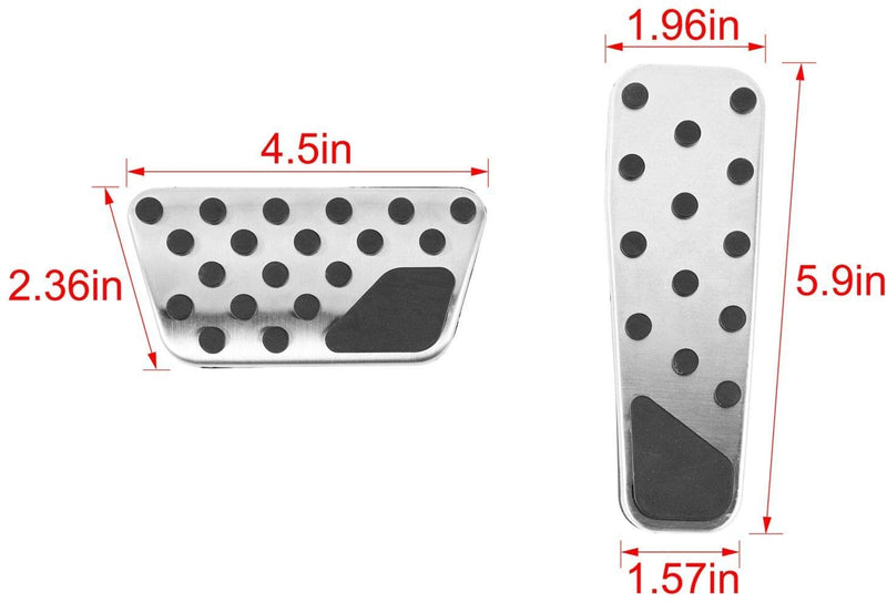 Keptrim for Charger Challenger Chrysler Stainless Accelerator Gas Brake Pedal Pad Kit for 2009-2021 Dodge Challenger Charger Chrysler300, 2pcs Silver