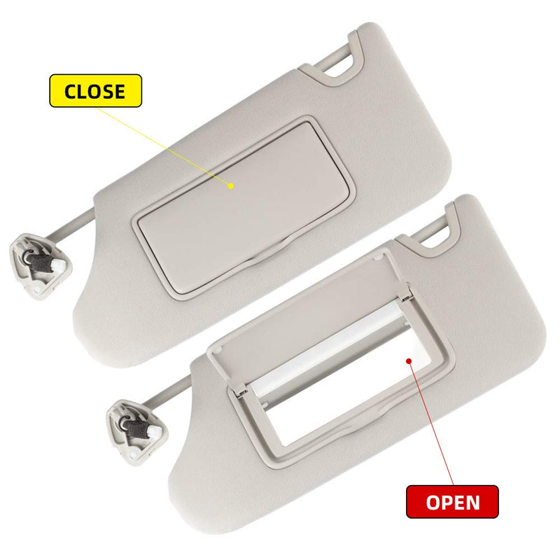 Dasbecan Gray Left Driver Side Sun Visor Compatible with Nissan Altima 2013 2014 2015 2016 2017 2018 with Mirror and Vanity Light Without Sunroof Replaces# 96401-3TA2A Left Gray