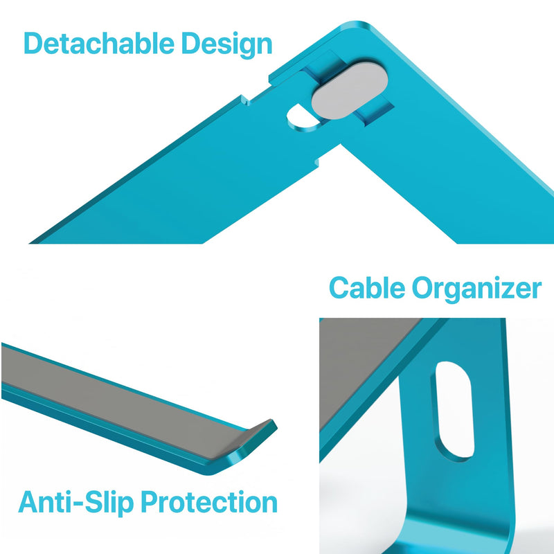 BLACK+DECKER Laptop Stand for Computer Desk, Ergonomic Laptop Stand for Desk, Lap top Riser Compatible with Macbook Notebook, Lap top Holder, Durable Aluminum Computer Riser Accessories, LochNess Blue Loch Ness