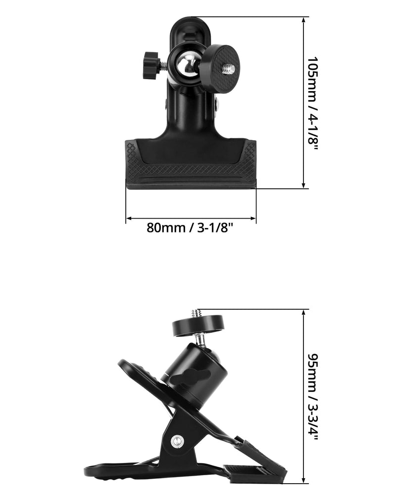 QWORK 4 Pack Multifunctional Tripod Camera Clamp Flash Holder with 360 Swivel Tripod Mini Ball Head, Black