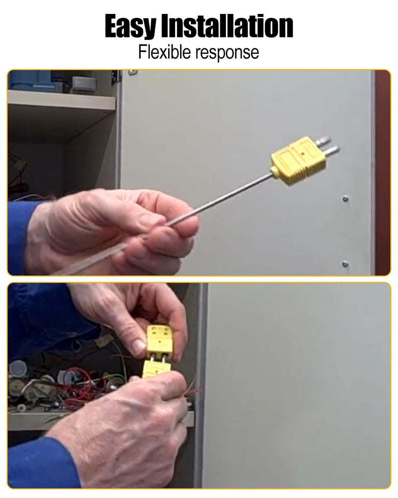 5Pcs High Accuracy K Type Mini-Connector Thermocouple Temperature Probe Sensor Measure Range -200°C~260°C (-328°F~500°F), 1 Meters Long