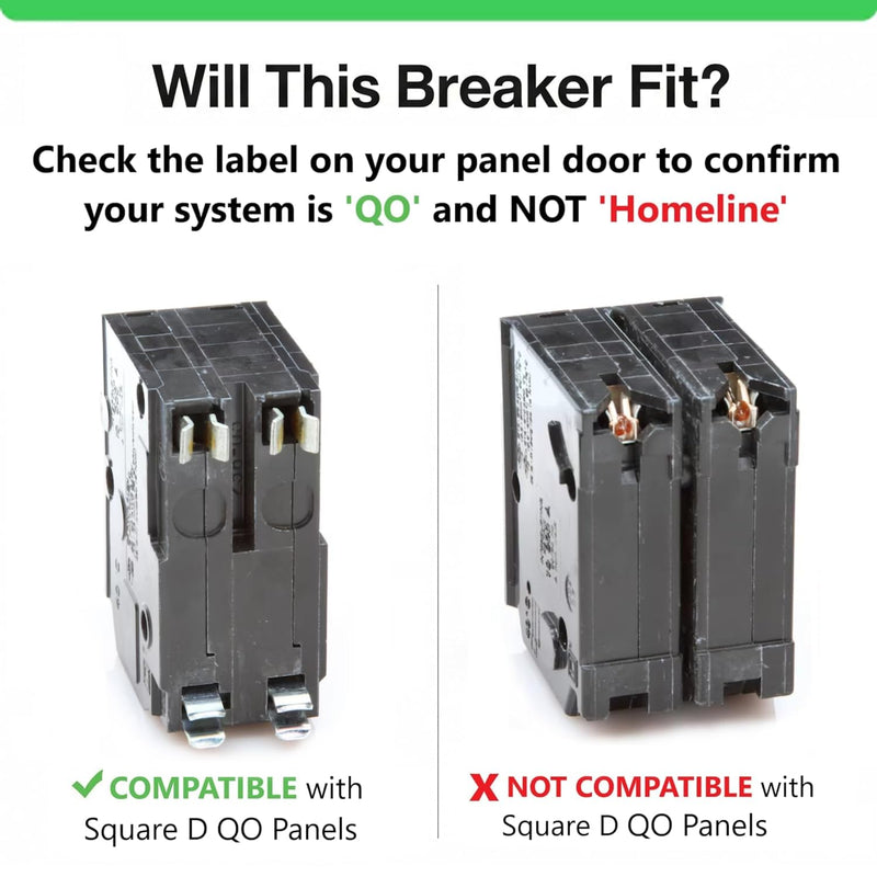Genuine Square D QO250 Circuit Breaker Kit, 50 Amp (50A) Double Pole (2 Pole), 120/240V AC, 10kAIC, Plug-in Mount for QO Load Centers & Panels, Visi-Trip Indicator, New Replacement 50 Amp Kit