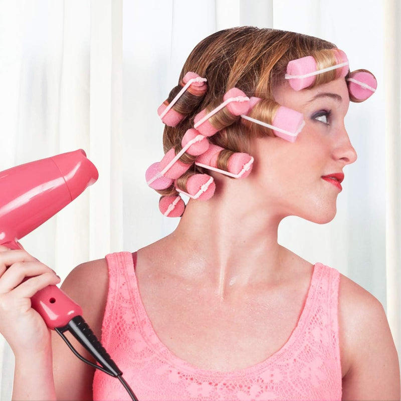 36 PCS Foam Hair Rollers, Foam Rollers Hair, Sponge Rollers for Hair, for Short/Long Volume Overnight Curls Jumbo Flexi Sponge Rods for HairCurling(Pink)
