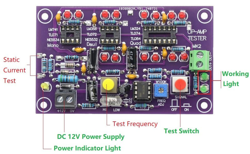 Operational Amplifier Tester ‌Operational Amplifier‌ Tester Module for Single Mono Dual Quad ‌Operational Amplifier‌ Chip High Speed Low Speed Differentiation Module Board