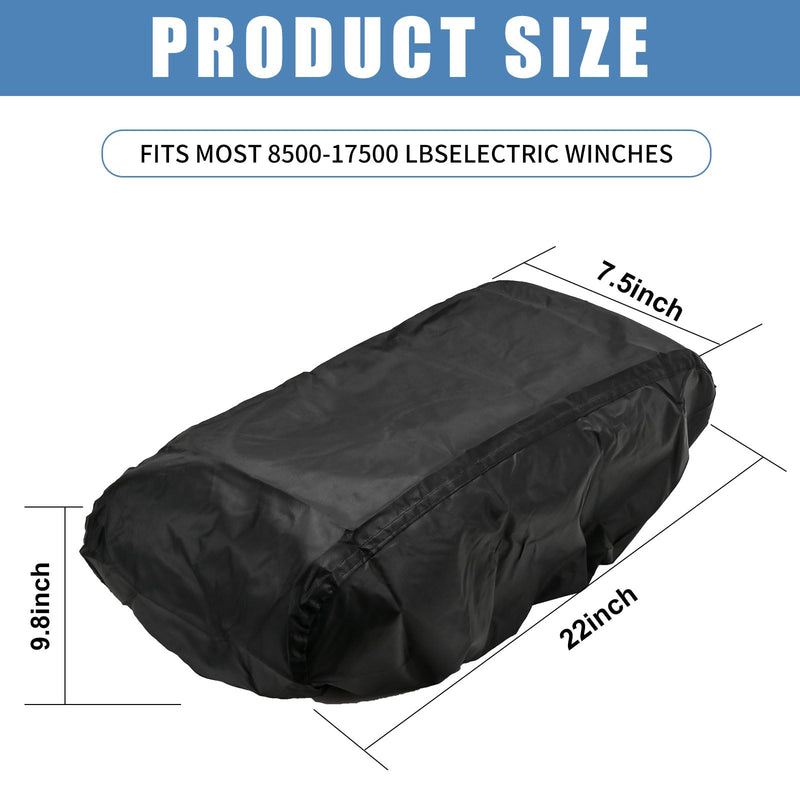 Winch Cover, New Upgrade Heavy Duty 600D Oxford Fabric Winch Covers for 8500-17500 lbs Electric Winch, Waterproof Dustproof Sunproof UV Resistant Tear Resistant Durable, 22″ x 9.8″ x 7.5″