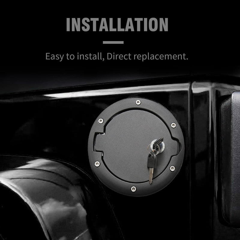 Fuel Tank Filler Cap, Fuel Filler Door Locking Gas Tank Cover, Fuel Filler Door Lock Fuel Cap with keys Replacement for Jeep Wrangler JK Unlimited Rubicon Sahara 2007-2018