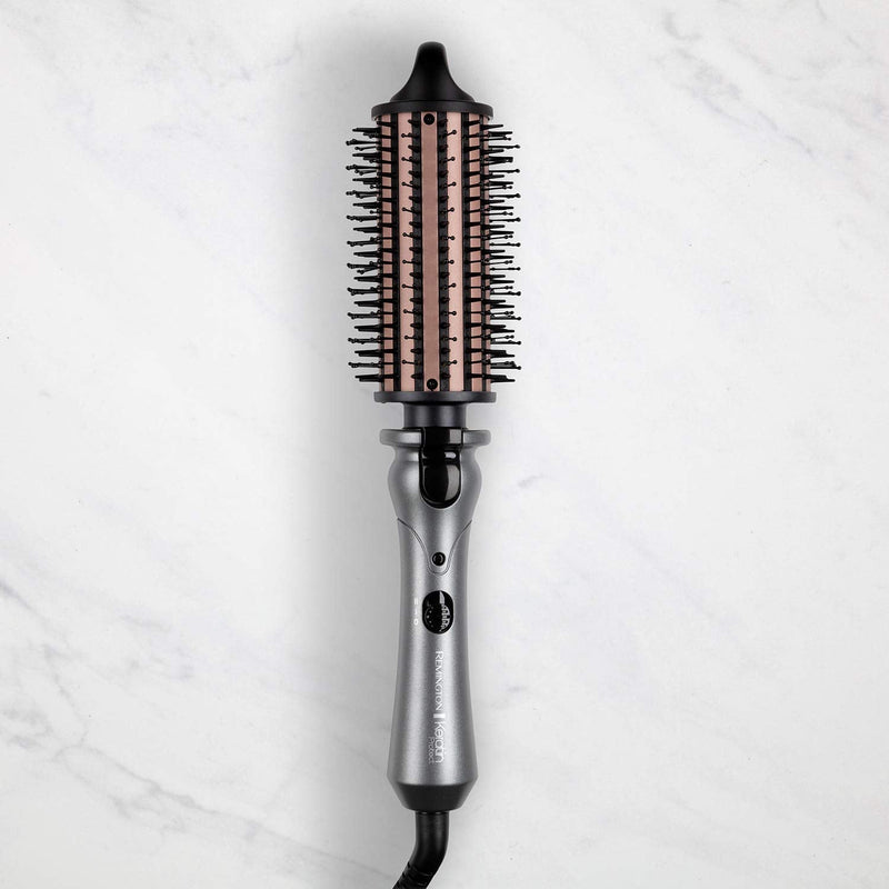 Remington Keratin Protect Hot Hair Brush, 45mm, for Body and Blow-Dry Style | Keratin & Almond Oil Infused Ceramic Barrel, heated 45mm mixed bristle brush adds volume, 120°C-180°C, CB65A458 Rose Gold