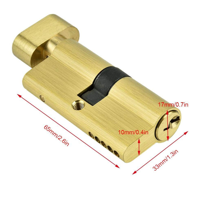 Sonew 65mm Copper Single Open Key Lock Cylinder, Modern Gold, Anti-Theft, Home Use, Door Lock Replacement Parts