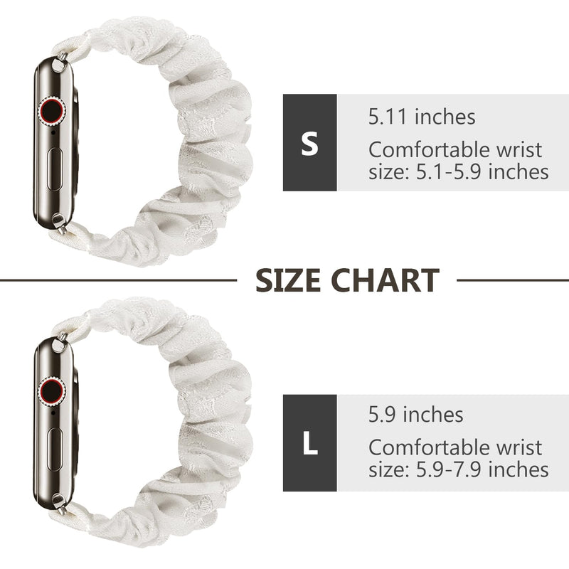 4 Pack Scrunchie Band Compatible with Apple Watch Bands 38mm 40mm 41mm 42mm 44mm 45mm 46mm 49mm Women, Scrunchy Bracelet Strap for iWatch Series 11 10 9 8 7 6 5 4 3 2 1 SE 3 2 1 Black/Pink/Pine Green/Floral Lace 38/40/41mm/(42mm-series 11 10)-s