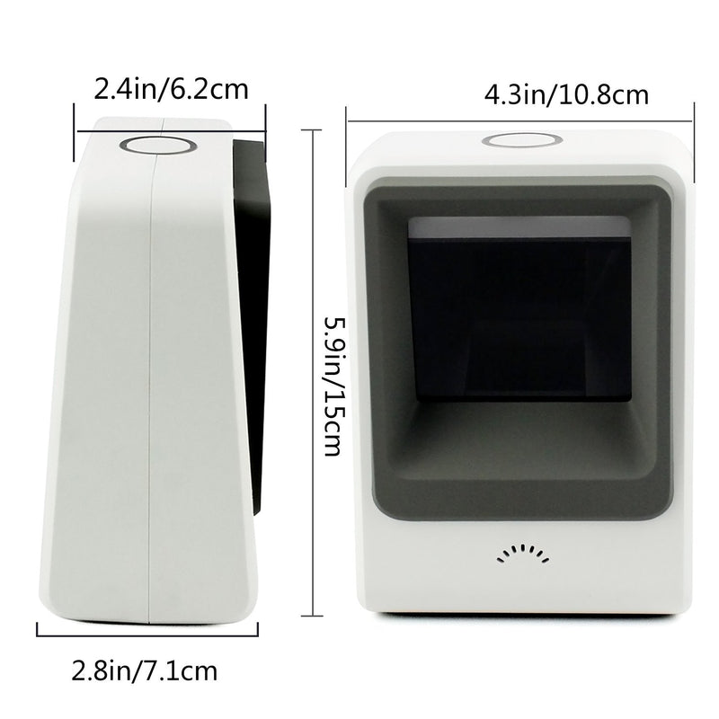 2D Barcode Scanner,Symcode Omnidirectional Hands-Free USB Barcode Reader Scanner for Mobile Payment Computer Screen Scan White