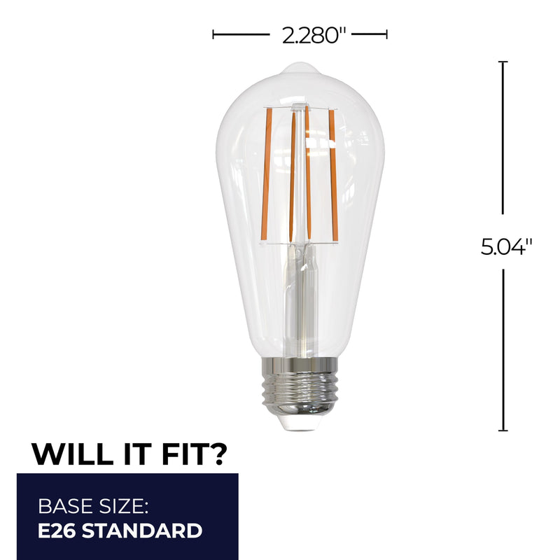 Bulbrite 8.5 Watt Dimmable Clear Filament ST18 / ST19 Medium (E26) LED Bulb - 850 Lumens, 3000K, and 90 CRI (4 Pack) 4