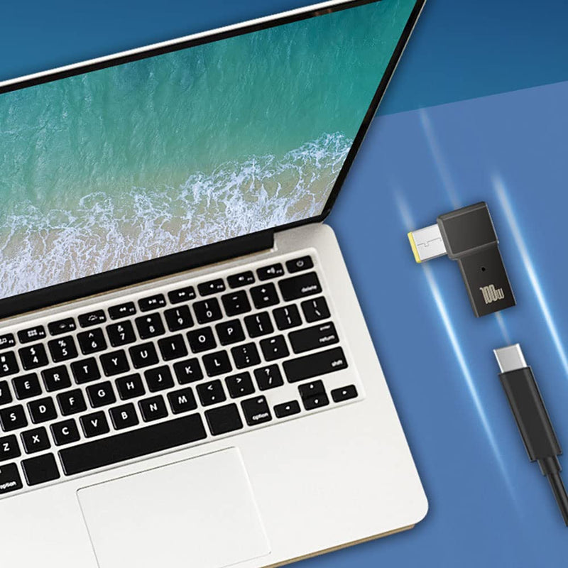 USB C Charging Adapter for Lenovo, Female USB-C to Slim Square Yellow Tip Converter 100w PD Charger Adapter for Lenovo Thinkpad x1 Carbon t470 t460 t450 t440