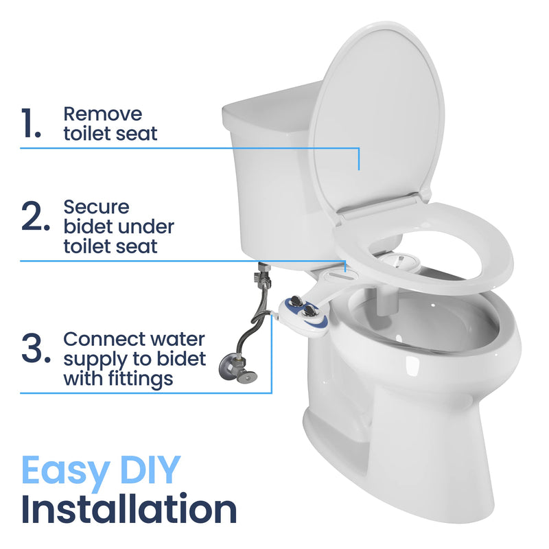 LUXE Bidet NEO 185 - Dual Nozzle, Self-Cleaning, Non-Electric Bidet Attachment for Toilet Seat, Adjustable Water Pressure, Rear & Feminine Wash (White) White