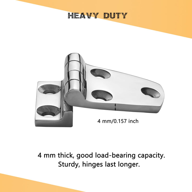 Heavy Duty Marine Boat Hatch Hinges 316 Stainless Steel, Offset Short Side Hinges, Sturdy Deck Cabinet Door Hinges with Screws (2-Pack) 2.125 x 1.5"