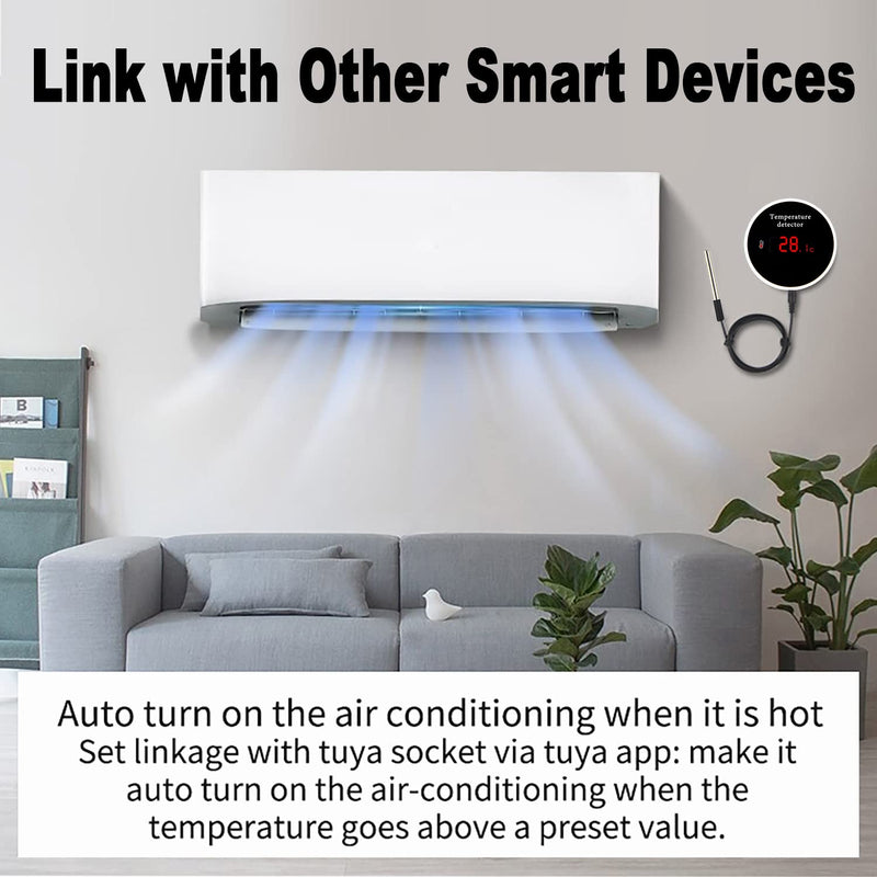  [AUSTRALIA] - WiFi Temperature Sensor Smart Thermometer: Digital Temperature Monitor Gauge with Waterproof External Probe, App Alert & Buzzer Alarm, Rechargeable Battery, for Freezer, Refrigerator, Fish Tank
