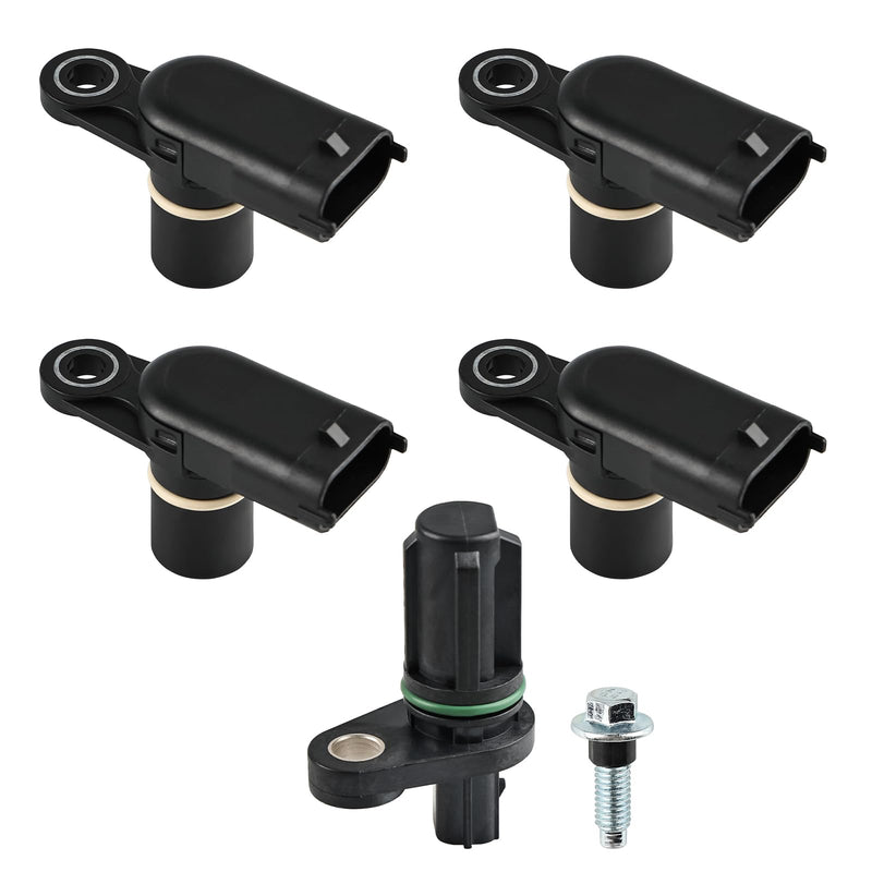 4 Pcs Camshaft Position Sensors & 1 Pcs Crankshaft Position Sensor Compatible with Chevy Equinox Impala Malibu Traverse GMC Acadia Terrain Cadillac Buick, Replacement for 12615371, 12615626