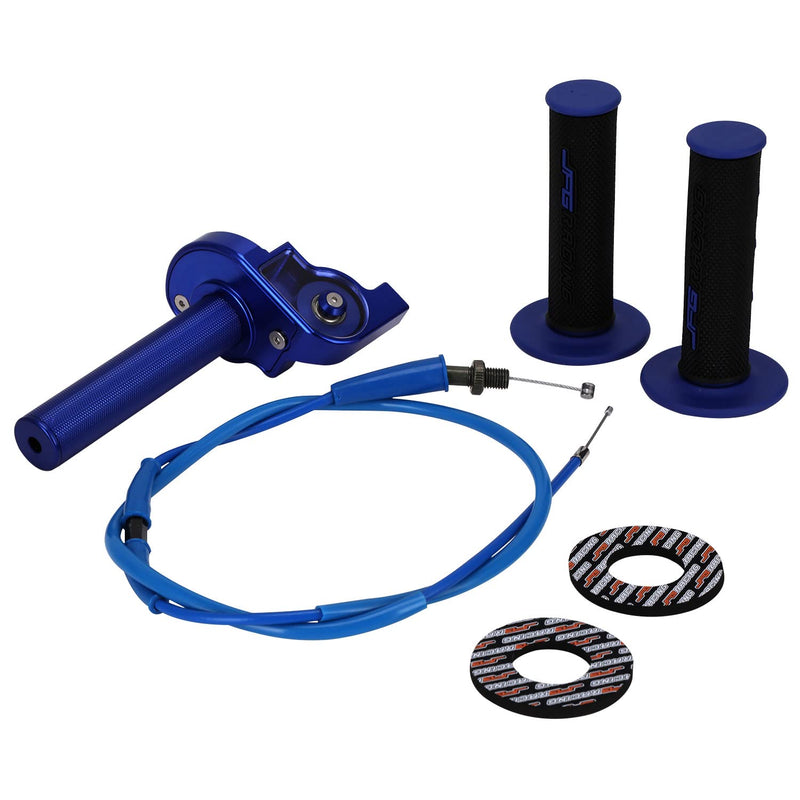 JFG RACING Motorcycle Throttle Assembly,7/8" 22mm Quick Twist Throttle Grips With Throttle Cable Aluminum Alloy Universal For CRF50 KLX SSR TTR 110 125 150 200 250cc Dirt Pit Bike ATV Mini Bike Blue Normal