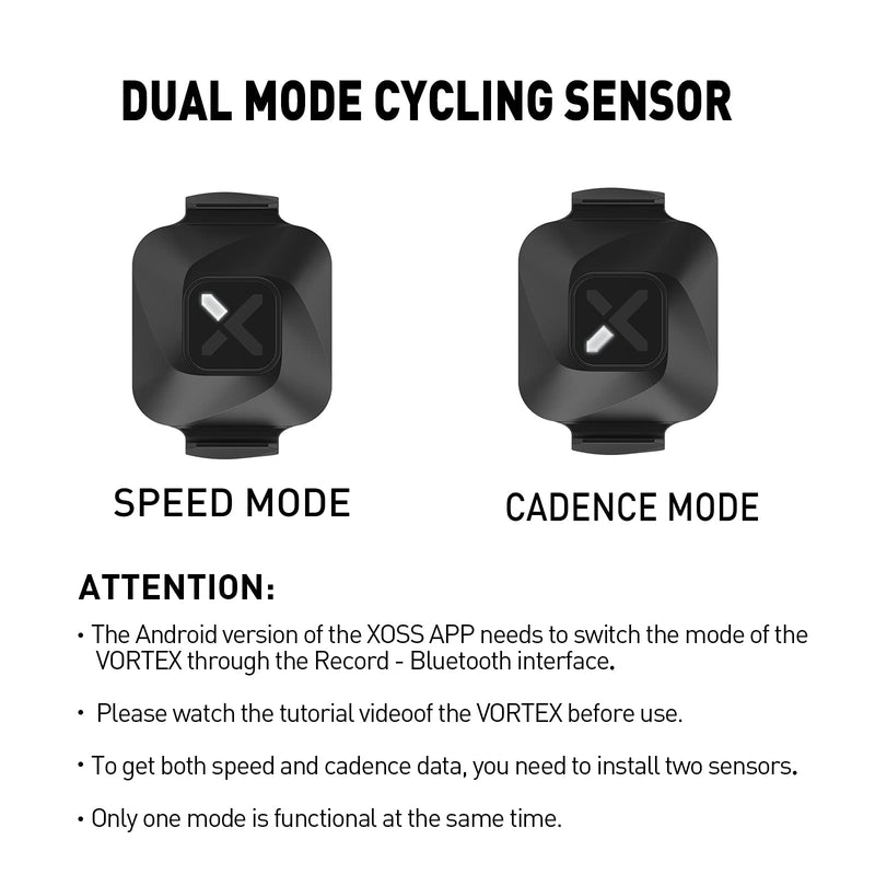 XOSS Vortex Cadence/Speed Sensor ANT+/Bluetooth 4.0, Outdoor/Indoor Wireless IPX7 Dual Modes Bike Computer RPM Sensor for Road Bike/Spinning Bike/MTB twovortex