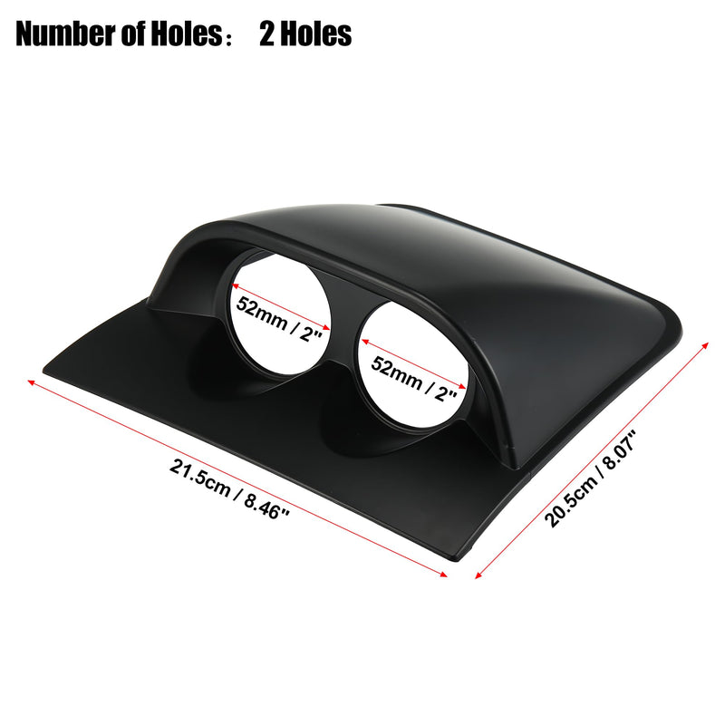 X AUTOHAUX 52mm 2" Dual Hole 2 Holes ABS Plastic Universal Console Dashboard Gauge Holder Dash Gauge Pod Car Meter Mount Bracket Dome Lip Instrument Panel Shell Black