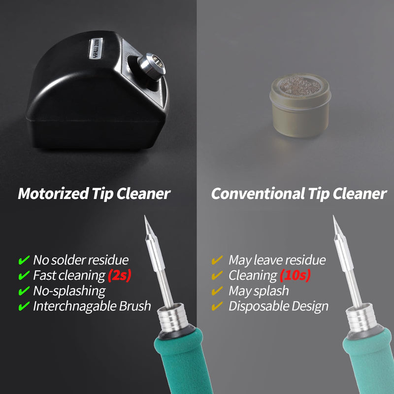 YIHUA 200W Motorized Soldering Tip Cleaner with Infra-red Sensor, 6 Brass Wool Brushes, 12V Power Adapter, Pry Bar – Compact Soldering Iron Tip Cleaner, Compatible with YIHUA C210, C245, C235 Tips