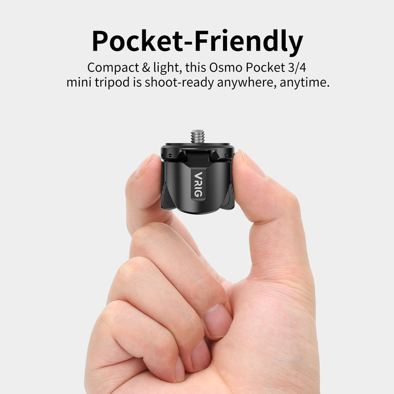 VRIG Magnetic Mini Tripod for DJI OSMO Pocket 4P/4/3 & Insta360 Luna Ultra | Auto-Deploy Aluminum Small Desktop Camera Stand with 1/4" Screw for Insta360 X5/X4,Travel Vlog Action Camera Accessories