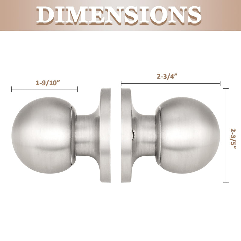 Probrico 4 Pack Round Satin Nickel Single Dummy Door Knobs, Individual Non-Turning Dummy Door Knob Single Side, Interior Door Knobs, Easy Installation